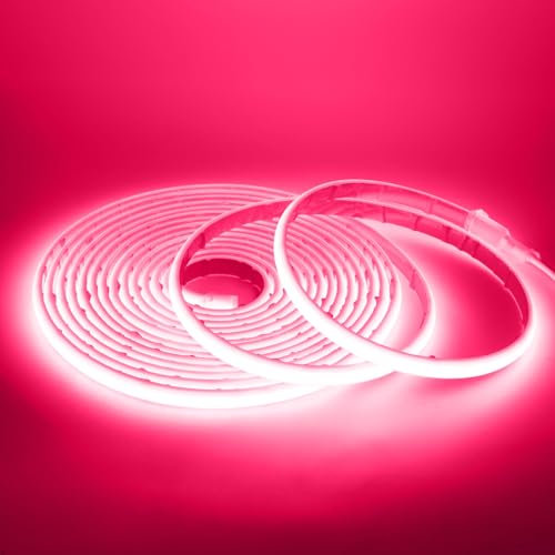Wisada COB Neon Streifen 9m, 12V Wasserdichte IP68 Selbstklebendes Band, 320LEDs/m Superhell Flexibler Rosa COB Neon LED Band, rot/weiss 2-adrig LED Lichterketten für Außen, Terrasse, Aquarium