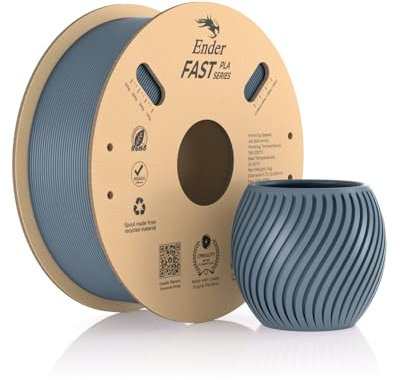 Creality Ender Fast PLA Filament 1.75mm, 3D Drucker Filament High Speed bis zu 300mm/s, recycelbare Pappspule, Fit die meisten FDM 3D Drucker bis 1kg (2.2lb) Grau