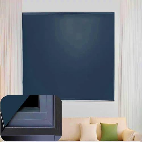 Fenster Verdunkelung 150 x 190 cm, Meterware, Vorübergehend, Faltbar, Robust Und Langlebig, Abdunkeln Blackout Curtain Portable, mit Klettband für Fenster Türen, Dunkelblau