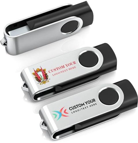 Wooolken personalisierter USB-Stick Pen Drive 2.0, 20 Stück, Schwarz, mit Gravur von Text, Muster, Firmen- oder individuellem Logo, 128MB/256MB/512MB/1GB/2GB/4GB/8GB/16GB/32GB/64GB/128GB