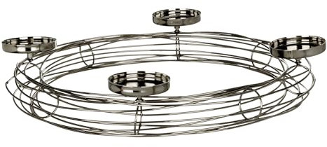 EGLO LIVING Adventskranz Hagony, Kerzenhalter Gestell für 4 Adventskerzen, Advent Kerzenständer für Stumpenkerzen, Tischdeko Weihnachten aus Metall in Silber, ⌀ 46 cm