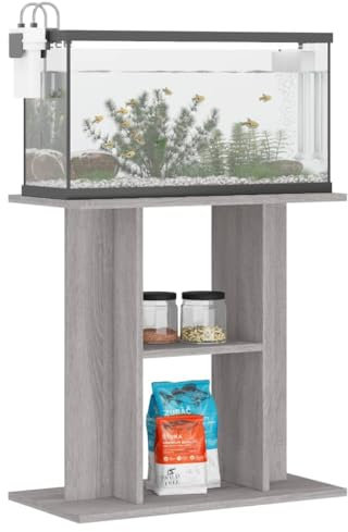 Gecheer Aquariumständer, Aquarium Unterschrank, Aquarium Tisch mit Stauraum, Unterschrank Aquarium, Grau Sonoma 60x30x60 cm Holzwerkstoff