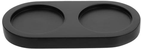 DECHOUS Salt and Pepper Mill Tray, Wooden Salt and Pepper Holder Tray Black Inner Dia 5.2 cm Peppers Grinder Rest, Work Surface and Dining Table Protector