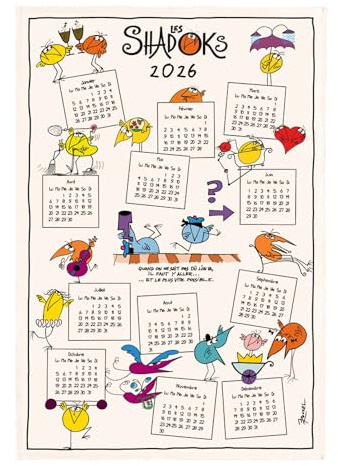 Geschirrtuch Shadoks Calendrier 2026 Écru 48 X 72 ekrü 48 x 72 cm Winkler