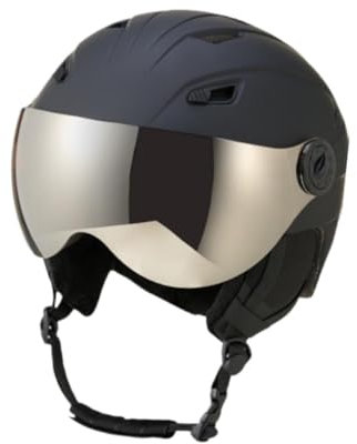 harayaa Skihelm mit Visier, Anpassbare Passform, Atmungsaktiver Helm für Schneesport, Schwarz, L