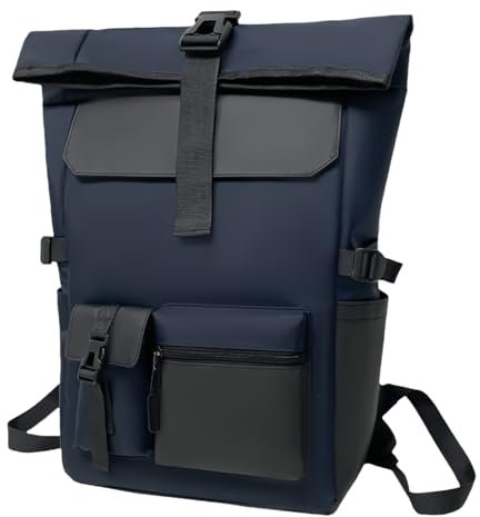 Mapille Rolltop Rucksack Wasserdicht Rucksack Rolltop,Groß Rolltop Rucksack Herren Damen,Rollrucksack Herren mit Laptopfach 17.3 Zoll,Reiserucksack für Business Arbeit Uni Reise Freizeit (Marineblau)