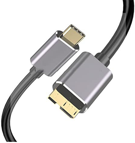 ROBAUN USB C To Micro B Cable USB 3.0 Type C 5Gbps Data Connector Adapter Compatible With Hard Drive PC Type C Charger Camera Disk Cord(0.5m,Silver)