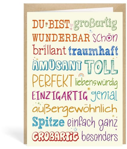 MEJOSER Motivationskarte Du bist Toll Geschenk Karte mit Sprüchen Mutmacher Gute Besserung Geschenk Geburtstag Geburtstagskarte Freundin Frauen Kollegen Lieblingsmensch