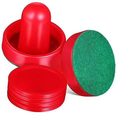 UKCOCO Ersatzset Ice Hockey Pucks Und Pusher Slider Mit Filzpad Rot Tischhockey Zubehör Für Multigame Spieletisch Innenbereich