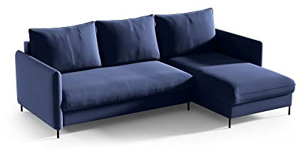 Sofello Sofa mit Schlaffunktion 206×150 cm 3-Sitzer Sofa - Ecksofa mit Schlaffunktion und Bettkasten - Ecksofa mit Schlaffunktion - Schlafsofa (Riviera 81 - blau)