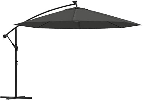Eleganz Ampelschirm mit LED-Beleuchtung und Metall-Mast 350cm Anthrazit - Perfekter Sonnenschutz für Garten und Terrasse - Langlebiges Stoff-Metall-Design