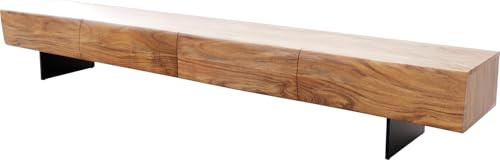 TV-Board New Live-Edge Akazie Natur 240 cm 4 Schubladen Fuß schwebend | Metall Schwarz Lowboard