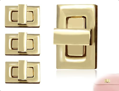 AOYEGIC 3 Stück Taschenverschluss,Portemonnaie Metall Drehverschluss,Geldbörse Sperre,Taschen Twist Turn Lock,verwendet für Reisegepäck,Bekleidung,Heimwerkerbedarf,Lederwaren(Gold)