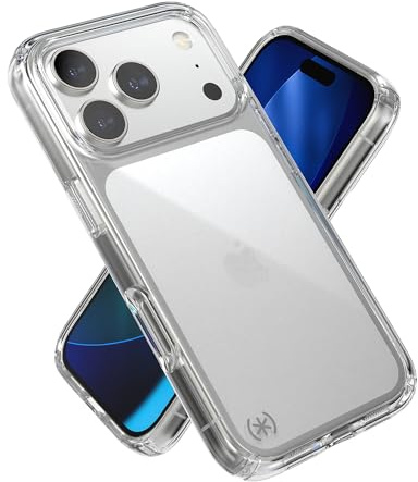 Speck Presidio Perfect Clear für iPhone 17 Pro Hülle, schlanke Schutzhülle, Clear/Clear/Silver