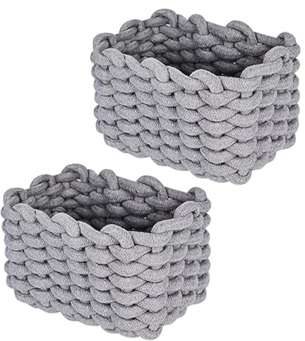 Aufbewahrungskorb,Korb geflochten,Die Maße sind 19x15x12cm,2 Stück,grau