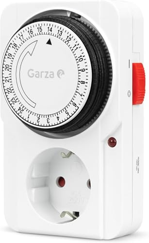 Garza ® - Enchufe Temporizador Analógico Programable de 24 Horas para Uso en Interiores
