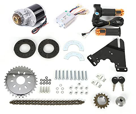 36V 350W Elektrofahrrad Motor Umbausatz,für allgemeines Fahrrad-linker Ketten-Antrieb,Ebike Nachrüstsatz Conversion Kit,E-Bike-Umrüstung mit Brushmotor,Kette,Controller (Drehgashebel)