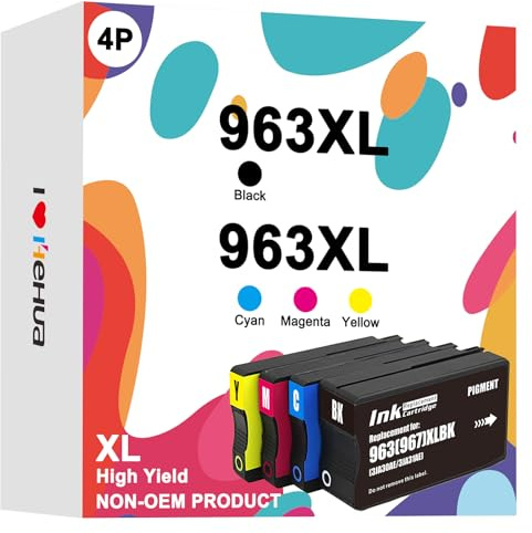 hehua 963XL Tintenpatronen Multipack Kompatibel für HP 963XL für HP Officejet Pro 9010 Patronen 9010e 9012 9013 9014 9015 9016 9020 9022 9023 9025 Druckerpatronen Kompatibel für HP 963 XL 4er-Pack