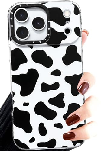 Efitoo for iPhone 17 Pro Case Cow Print Spots Animal Black and White Pattern Cute Clear with Design Flexible Soft Silicone Girls Woman Protective Shockproof Aesthetic Stylish Phone Cover
