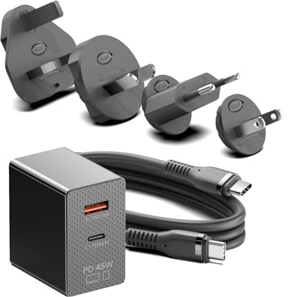 HKY GaN 45W Schnellladegerät für Meta Quest 3 3S 2, Quest Pro VR, MacBook Neo A3404, Amazon Fire HD 10 HD 8 Kids Pro Tablet, Lenovo Tab M11 Idea Tab, Galaxy Tab S10 Lite AI Tablet AWOW, XIAOMI Tab