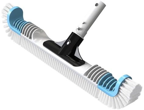 PoolyPoly Tête de Brosse de Piscine Incurvée, 50,8cm / 20″ Balai Piscine Brosse Robuste avec Poils Solides, Brosse de Nettoyage pour Carrelage, Murs & Coins Récalcitrants (sans Perche Télescopique)