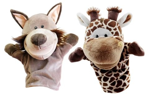 Sharplace Handpuppen Tierhandpuppen für Kinder Plüschtiere Erzählen Geschichte, Unterrichten, im Vorschulalter und als Geburtstagsgeschenk, Rollenspiel, Giraffe+ Fuchs
