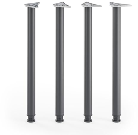 ATM Lot de 4 Pieds de Table 110cm Pieds de Bar Réglables en Hauteur Métal Pieds de Meubles Ø 60mm pour Comptoir Mange-Debout Table de Bistrot Support Rond - Noir