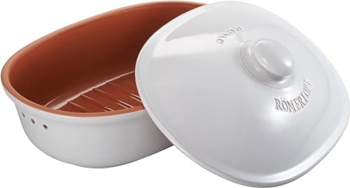 Römertopf - Boîte à pain en céramique naturelle - Boîte à pain - Boîte de rangement en argile - 6,5 l - Blanc