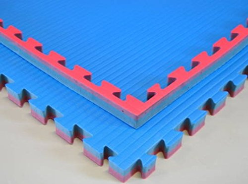 Wendematte, blau/rot, 1 x 1 Meter, ca. 4 cm dick, Puzzlematte/Steckmatte/Bodenmatte/Sportmatte/Spielteppich/Unterlegmatte/Kampfsportmatte/Turnmatte