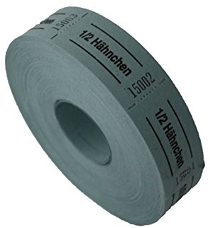 TAMLED Bonrolle 1/2 HÄHNCHEN blau1 Rolle mit 1000 perforierten Abrissen fortlaufend nummeriert Gastromarken Festival Getränke Verpflegung Events Firmenveranstaltung Volksfest Verein Wertmarke