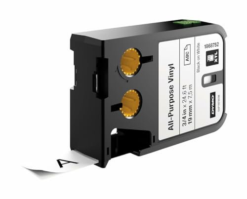 DYMO XTL Allzweck-Vinyletikett | 19 mm x 7 m | Schwarz auf Weiß