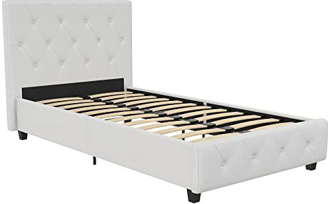 DHP Dakota Upholstered Platform Bed White Single