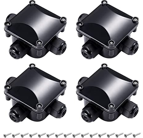 GWHOLE Scatola di Giunzione IP66 Set di 4, Impermeabile, Connettori con 3 Entrate/Uscite per Cavi, Nero
