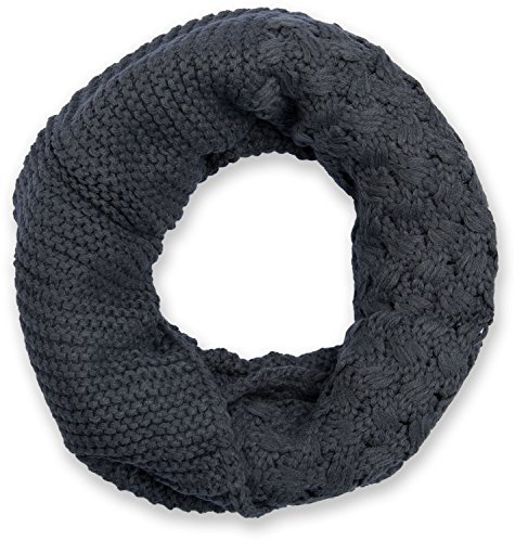 styleBREAKER Unisex Strick Loop Schal mit Mustermix, Uni Feinstrick Schlauchschal, Winter Strickschal 01018153, Farbe:Dunkelgrau