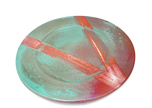 Ceramiche lega - faenza rounde Ceramic Artisan Charger Plate 31 red-Turquoise - Leg_pia_002