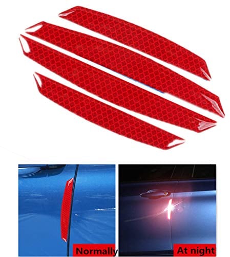 ZYTC Door anti-collision strip Car Open Sticker Reflective Tape Guards Bumper Scratch Anti-Collision Protectors night Safety Warning Auto Decal Door Trim Accessories Fit for Most Car (Diamond RED)