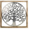 GILDE Quadro decorativo XXL albero della vita – albero della vita in alluminio – con cornice in legno 60 x 60 cm – Decorazione da parete soggiorno – Colori: argento marrone