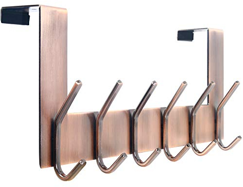 WEBI Over The Door Hook for Hanging,Over The Door Towel Rack,Over Door Hanger Coat Rack for Hanging Clothes,Towels,Hats,Coats,Behind Back of Bathroom,Antique Copper