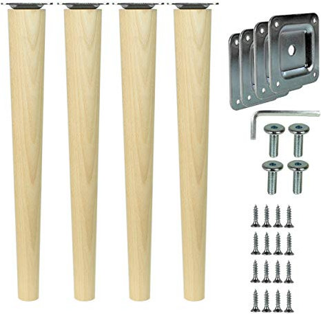 emoebelbeschlaege woplus Lot de 4 pieds de meubles en bois de hêtre - Longueur : 35 cm - Surface propre (droit [35 cm])