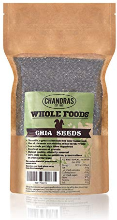 Chandra Whole Foods - Raw Chia Seeds 500G - Low-Carb High Fibre Black Chia Seeds for Baking, Salads, Cereals & Smoothies - Gluten-Free, Keto, Rich in Protein & Vitamins Omega 3 & 6