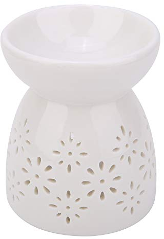 Keramik Teelicht Kerzenhalter Ölbrenner, Nacht Duftlampe Keramik Essenz Ölbrenner Kerze Weihrauch Aromatherapie Herd Home Decoration Romantisches Weiß Set(Flower)