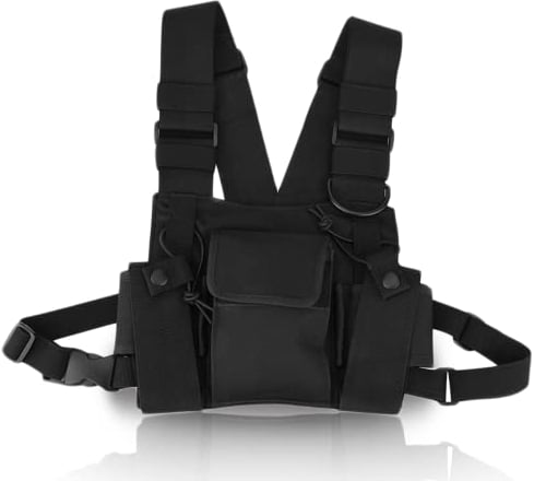 Universal Radio Chest Harness, Nylon Tactical Frontpack Pouch Holster Weste Rig Chest Bag für Radio Walkie-Talkie, Freisprecheinrichtung Verstellbare Tasche Weste für Männer Frauen Wandern Camping