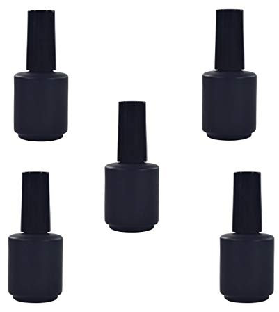 Empty Glass Nail Polish Bottle With Brush Black 15ml 5 Pieces