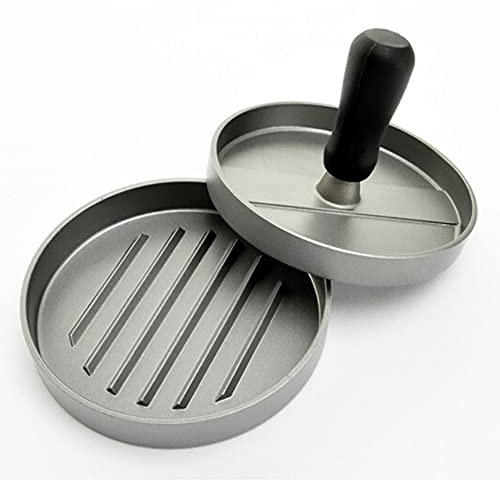 ANCLLO Burgerpresse, Aluminium-Hamburger-Patty-Maker, antihaftbeschichtet, für Hamburger - Hamburgerpresse + 100 Blatt Backpapier aus Aluguss mit Antihaftbeschichtung