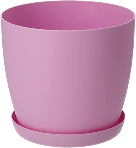 B2C Flower Pots 6 Colours 8 sizes Matt Plastic Plant Pots Planter + Saucer Tray Deco (Pink Matt, 30 cm)