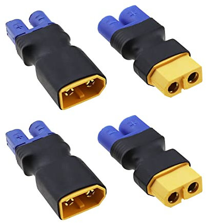 ECSiNG 4pcs XT60 Female to EC3 Male Plug Adapter XT60 Male to EC3 Female Connector Wireless Battery Converter for UAV RC Car Plane Model Lipo Battery