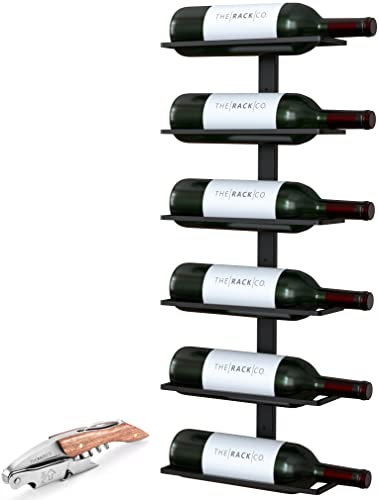 The Rack Co. Wall Series Support mural en métal pour 6 bouteilles de vin Noir