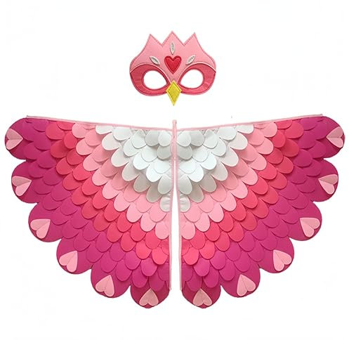 Proumhang disfraz de alas de pájaro para niños de 3 a 8 años,disfraz de búho de pájaro y pavo real,máscara de ojo de fieltro para niños y niñas y conjunto de alas,Halloween,estilo 14