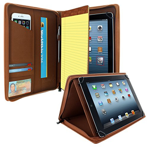 KHOMO Universal Tablet Padfolio Schutzhülle mit Reißverschluss für iPad Pro 12,9 Zoll (32,8 cm), Braun, kompatibel mit allen Versionen des iPad Pro 12,9 Zoll (KHO-1701)