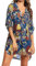 Cuello en V Pareos Playa Vestido de Playa Camisero de Manga Corta Mujer Camisa Suelta Vestido Pareo Playa Ropa de Baño Playa Bikini Cover up